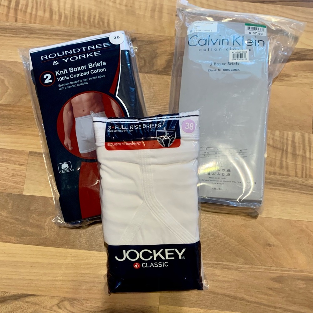 🎁NEW in package...bundle of men’s SZ LG Boxer briefs & full rise briefs.